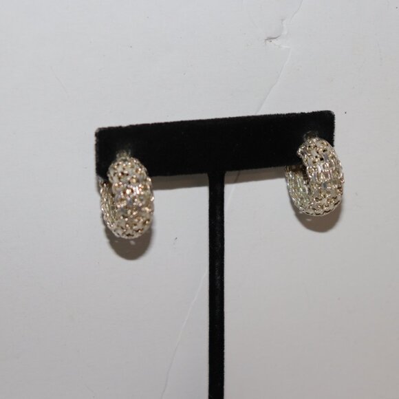 Beautiful vintage sterling silver hoop earrings .75" .925 - Picture 6 of 7